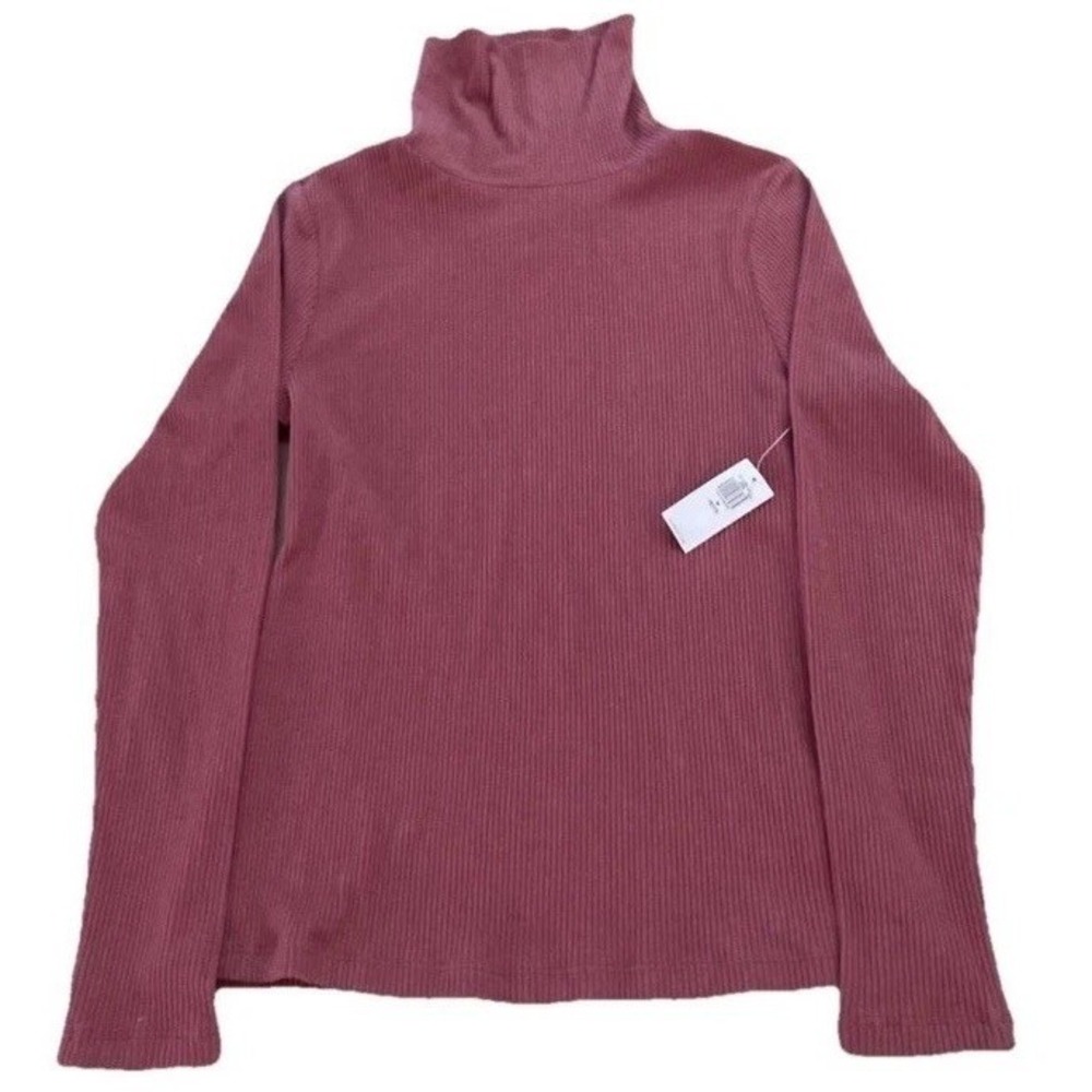 Old Navy Women's Medium Petite Dark Salmon Ribbed Long Sleeve Turtle Neck‎ NWT